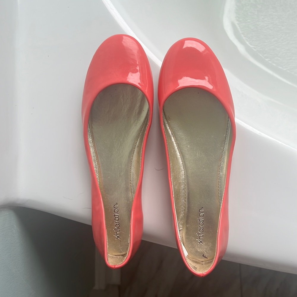 Coral patent leather exhilaration flats